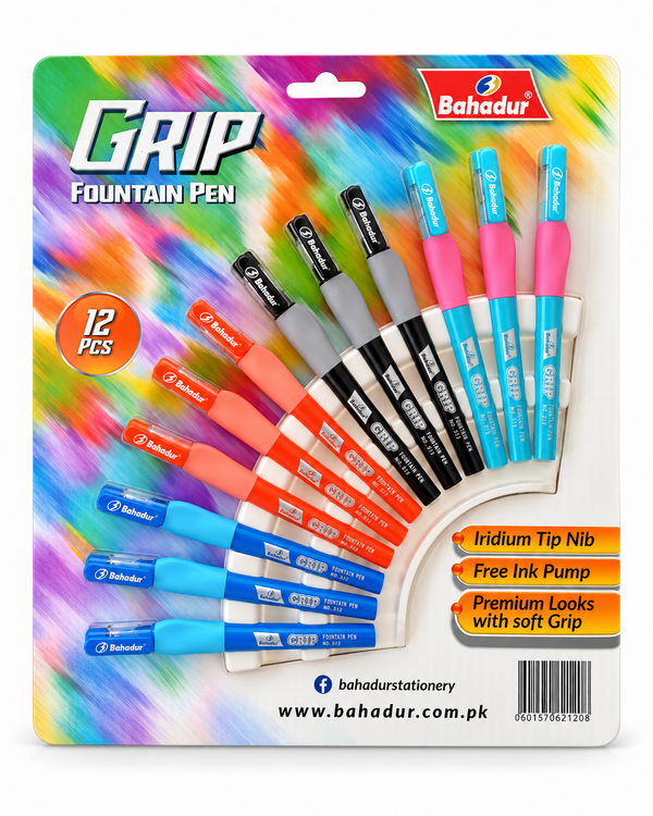 Bahadur Grip 512 Fountain Pen with Iridium Tip & Ink Pump
