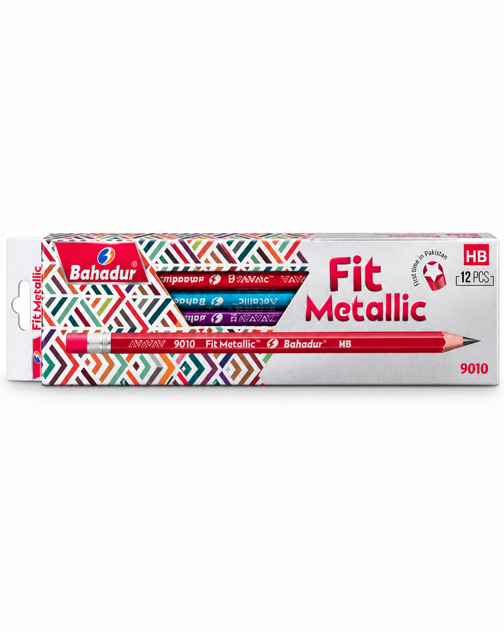 Bahadur Fit Metallic 9010 HB Pencils with Eraser – Box of 12