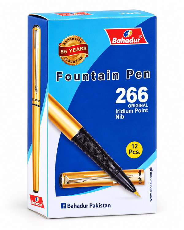 Bahadur 266 Fountain Pen – Slim Glossy Barrel with Steel Clip