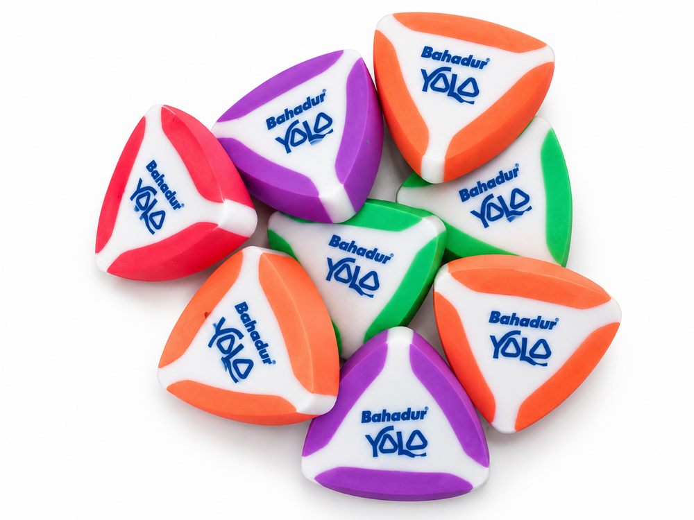 Bahadur B-272 Yolo Triangle Erasers – Jar of 72