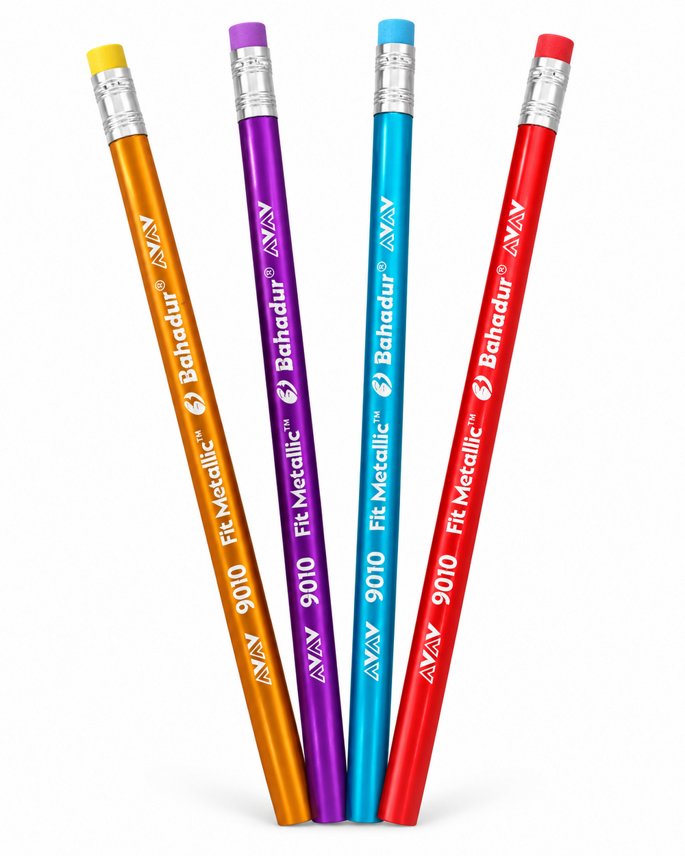 Bahadur Fit Metallic 9010 HB Pencils with Eraser – Box of 12