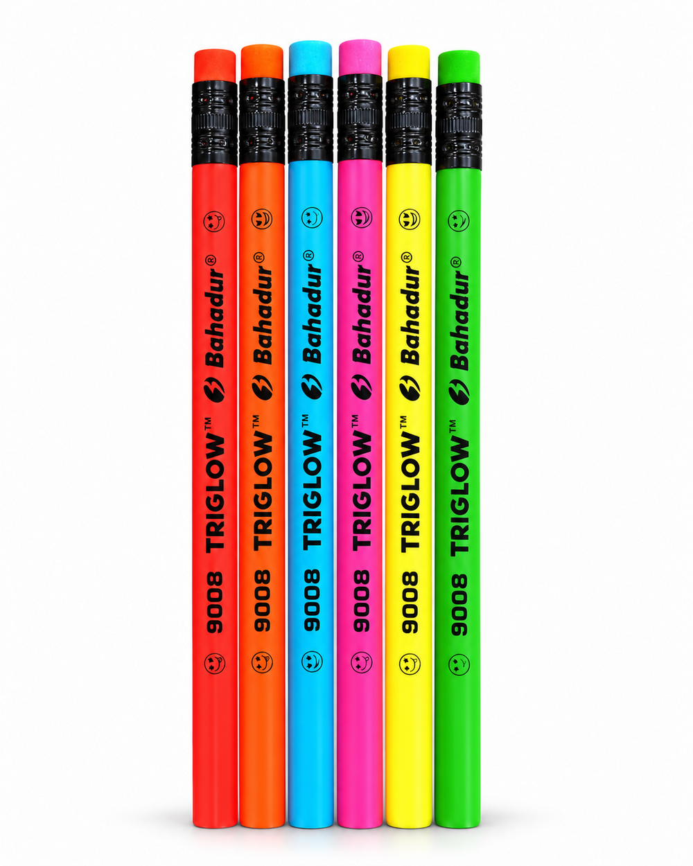 Bahadur Tri Glow 9008 Neon HB Pencils – Box
