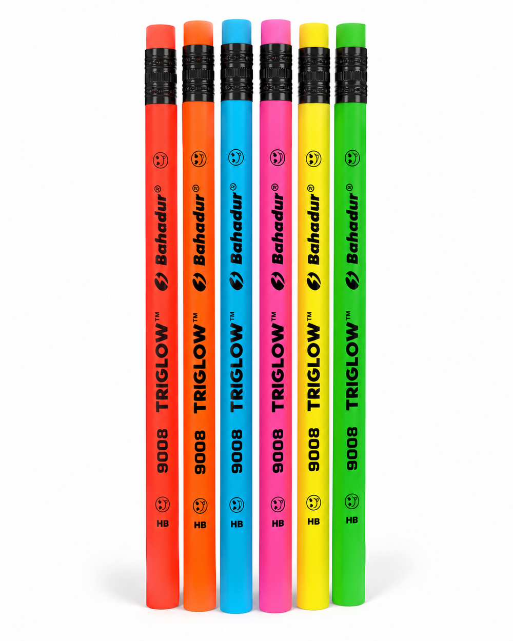 Bahadur Tri Glow 9008 Neon HB Pencils – Box