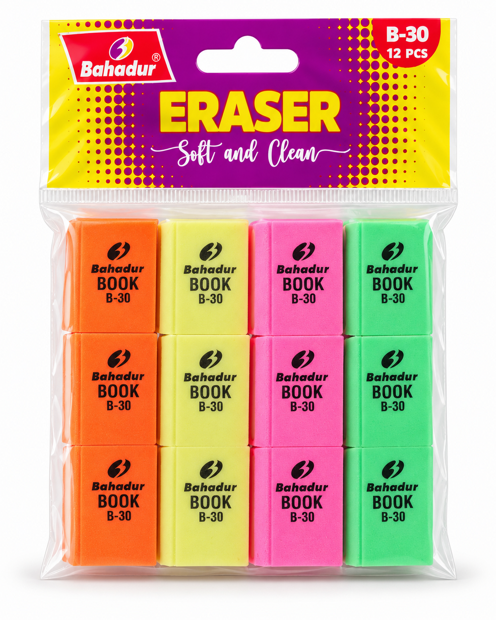 Bahadur B-30 Soft & Clean Erasers – Pack
