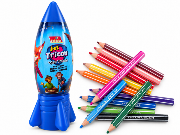 Bahadur Jet Tricon Colour Pencils – Half, Rocket Case
