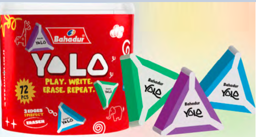 Bahadur B-272 Yolo Triangle Erasers – Jar of 72