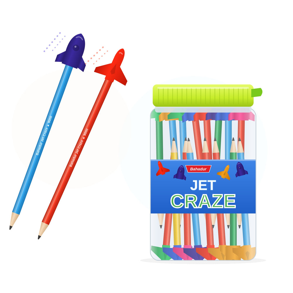 Bahadur Jet Craze 9000 Pencils with Jet Eraser – Jar