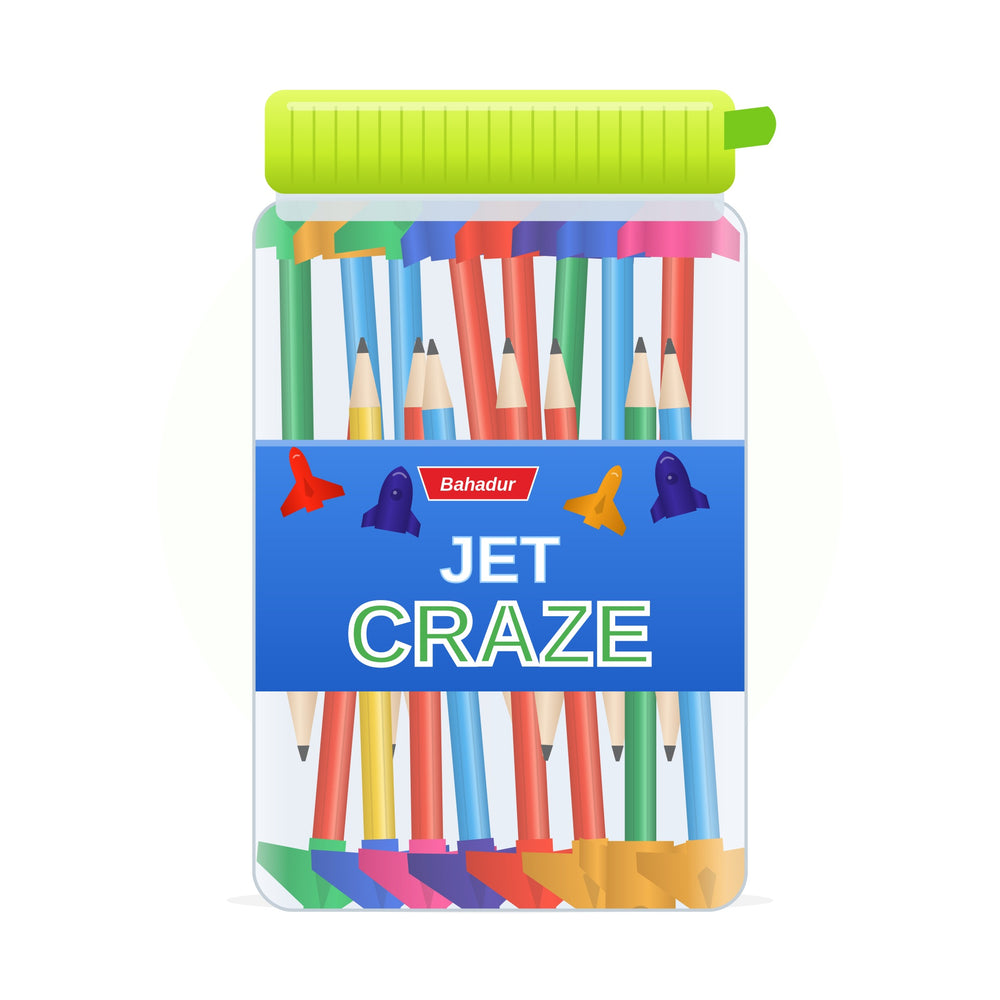 Bahadur Jet Craze 9000 Pencils with Jet Eraser – Jar