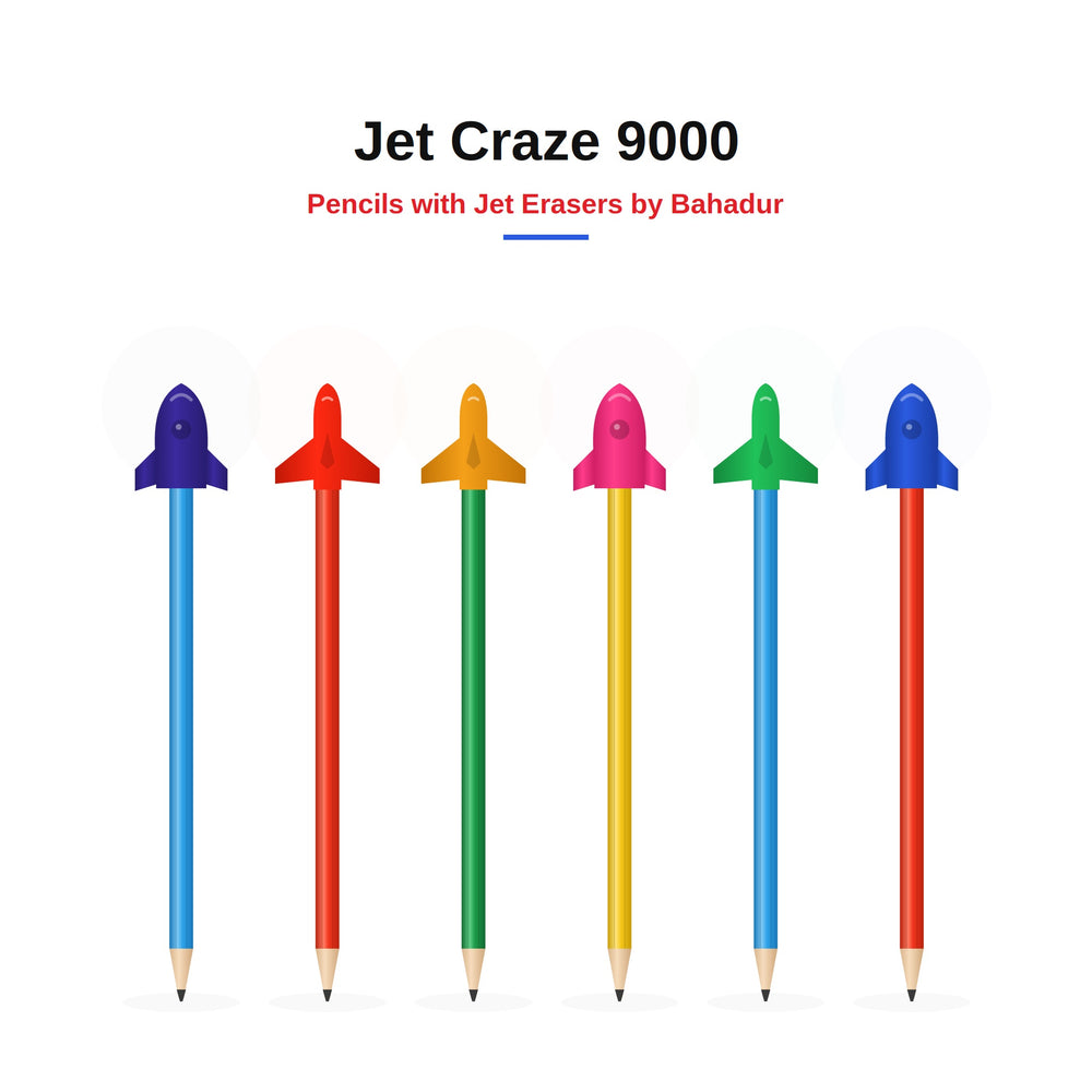 Bahadur Jet Craze 9000 Pencils with Jet Eraser – Jar