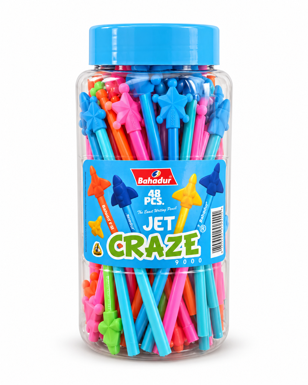 Bahadur How 6000 Pencils with Star Eraser – Jar of 48