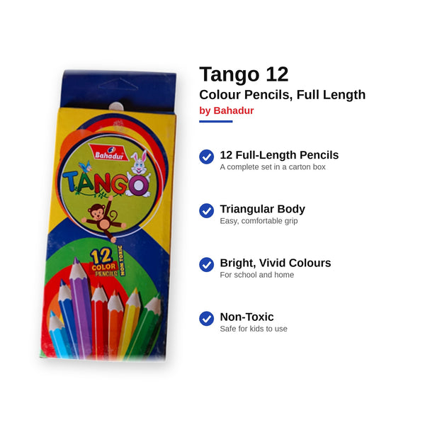 Bahadur Tango 12 Colour Pencils – Full Length Box
