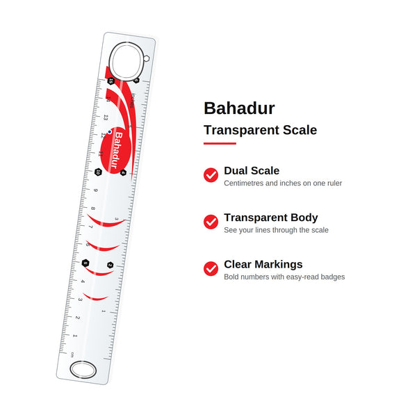 Bahadur 12 Inch Transparent Scale (30 cm) – Art No. 901
