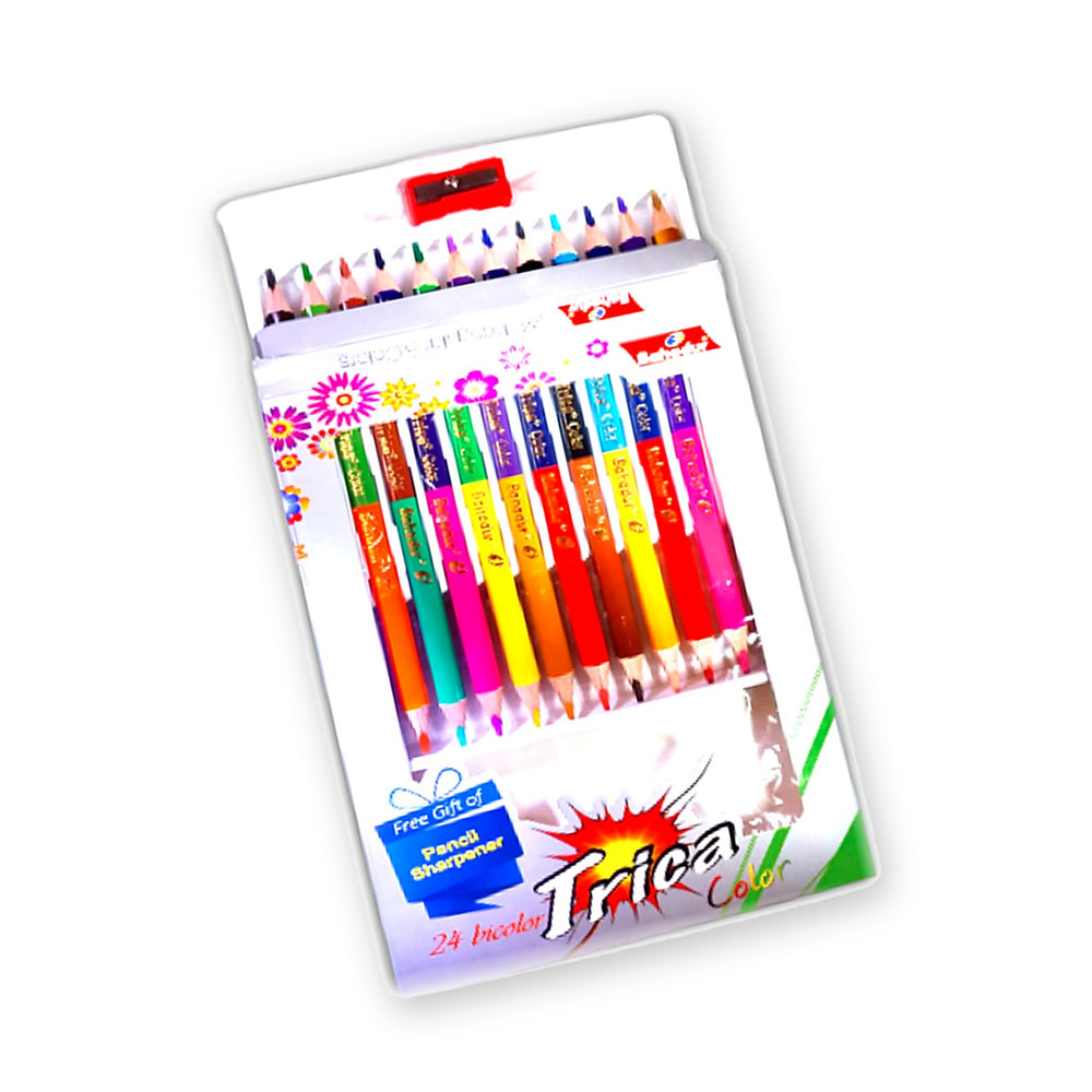 Bahadur Trica 12x2 Bi-Color Pencils – 24 Colours with Sharpener