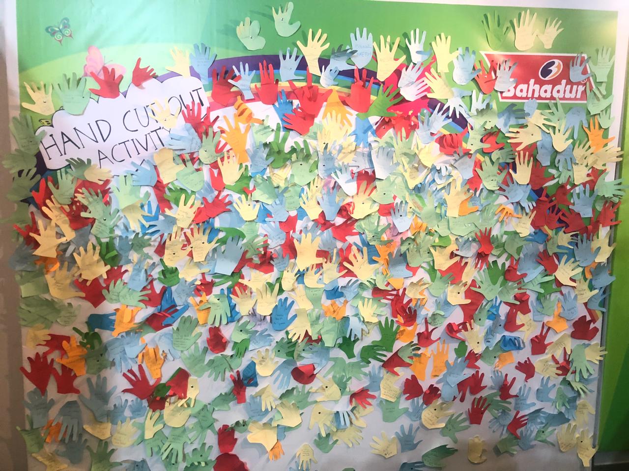 Our giant hand cut-out wall