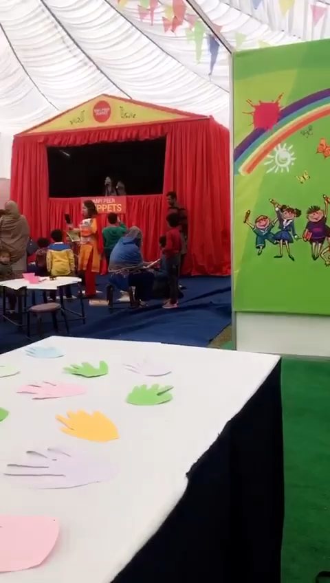 Puppet show & the hand cut-out table